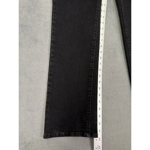 Levis 505 Jeans Womens 28 Black Dark Wash Denim Straight Mid Rise Stretch - Picture 5 of 10